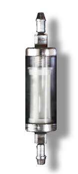 Sprite/Midget Classic Austin Mini clear glass chrome fuel filter for 1/4 inch fuel line